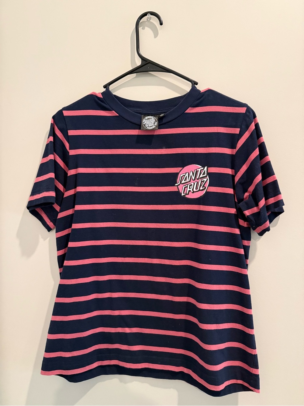 Santa Cruz Skateboards women’s Navy & Pink Striped Tee